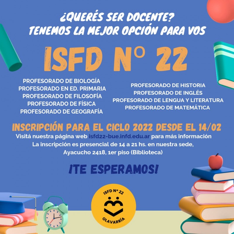 El Instituto Superior de Formacin Docente 22 ofrece sus 9 carreras